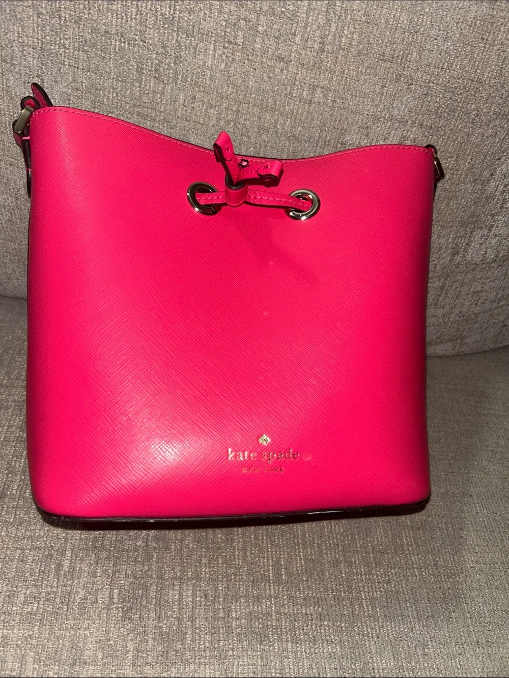 kate spade Bright Hot Pink Saffiano Bucket Shoulder Bag